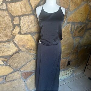 H&M Black Slip Dress-Tie back top with Maxi Skirt for Night Out size XXL